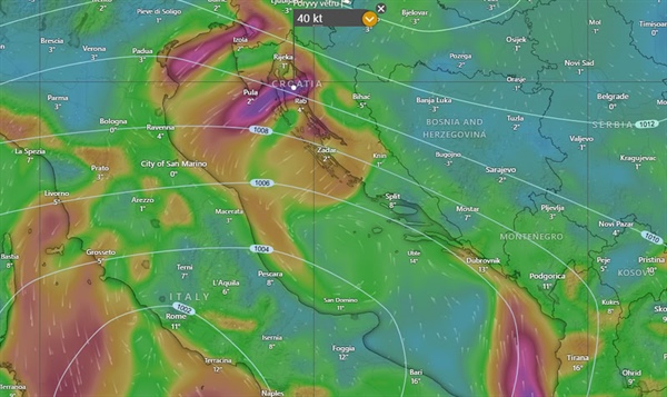 Včera vlny na Jadranu až 7 metrů